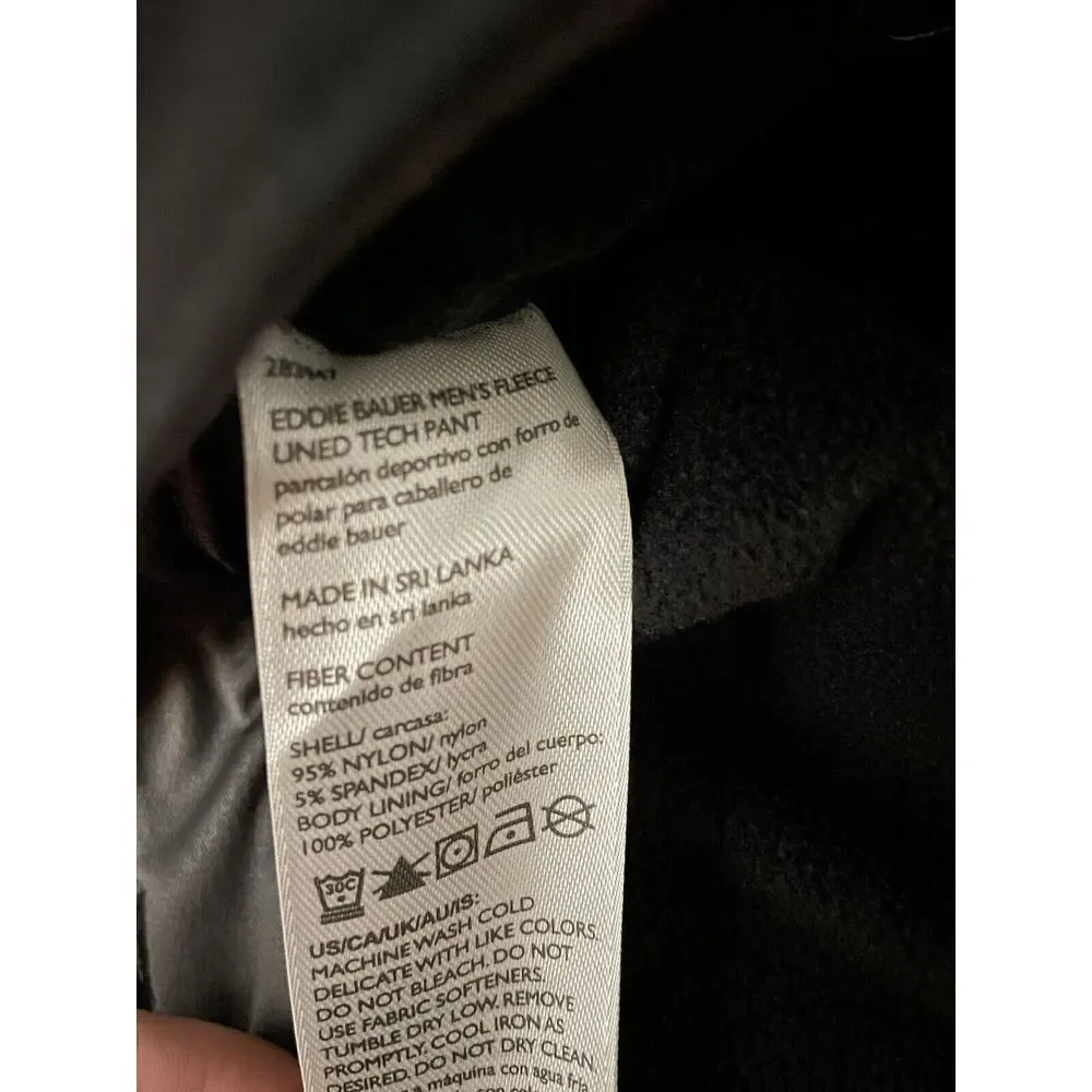 Eddie Bauer Fleece Lined Pants‎ Size 38x30 Black Men's Hike Hunt